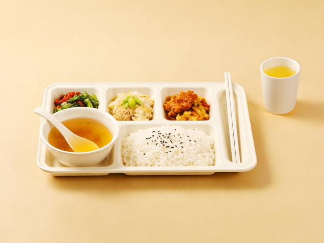 聚乳酸六格餐盘组合<br>（经典款）六格餐盘/碗/杯/勺/筷