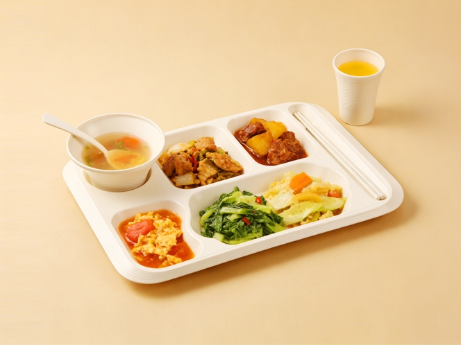 聚乳酸五格餐盘组合<br>（冬奥款）五格餐盘/碗/杯/勺/筷