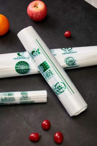 聚乳酸背心袋<br>大号:长600*（宽400+折边85*2mm　　　 中号:长520*（宽330+折边75*2mm　　　　 小号：长400*(宽260+折边60*2)mm