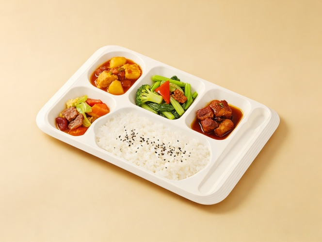 聚乳酸五格餐盘<br>（冬奥款）435∗295∗33mm